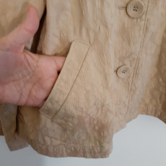 j jill jacket beige tan cotton stretch brocade ps sp s petite summer top blazer - Picture 6 of 7